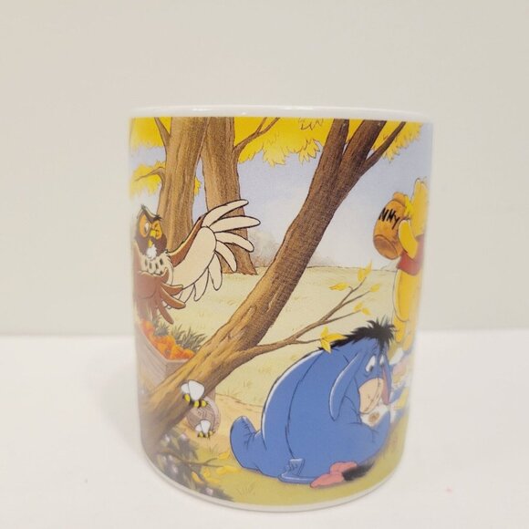 Vtg Disney Ceramic Coffee Cup Winnie Pooh Eeyore Rabbit Tigger Picnic 12OZ - Picture 3 of 6